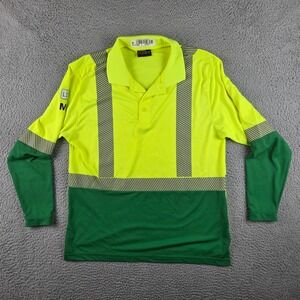 Waste Management Polo Shirt Mens Medium High Vis Long Sleeve Golf